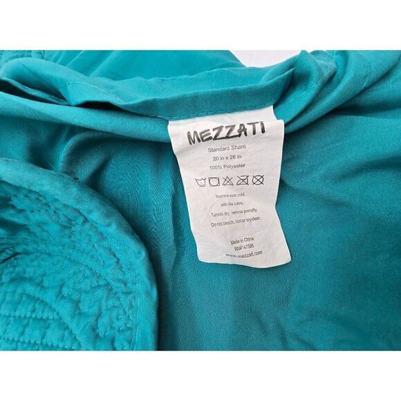 Mezzati Teal Quilted Standard Sham 20" x 26" Polyester - Picture 3 of 4